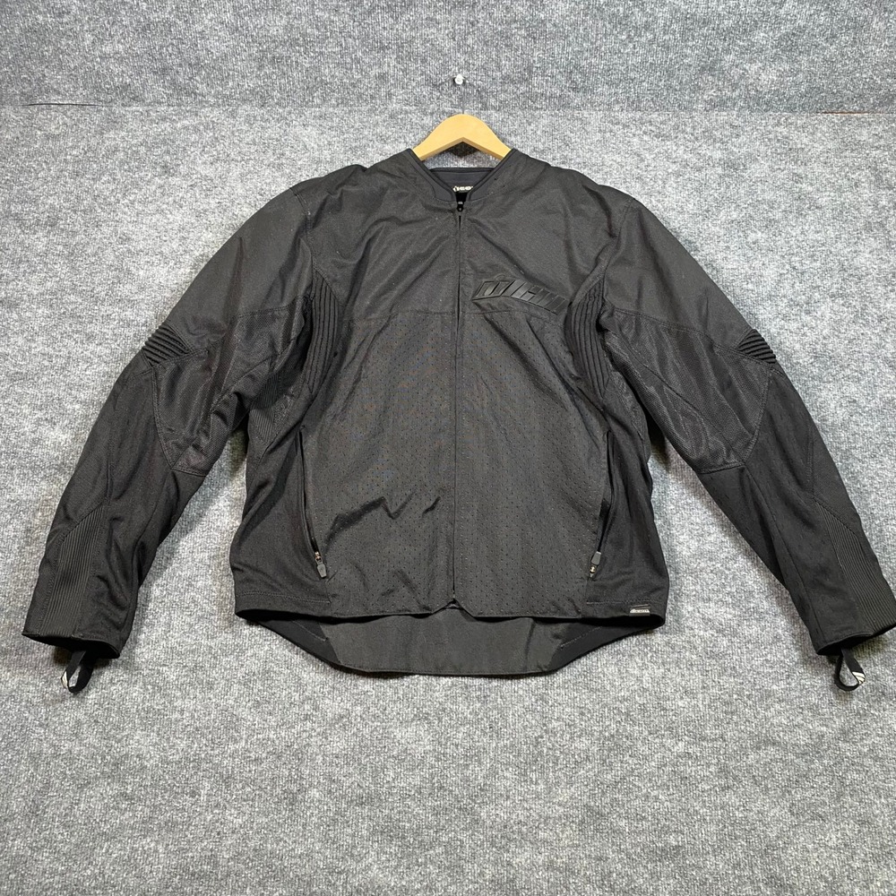 Icon Konflict Mens Black Mesh Motorcycle Jacket D3O Padded Large 806791